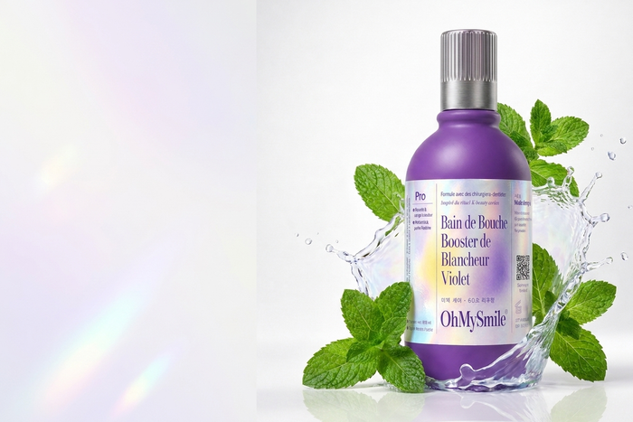 Flacon OhMySmile avec menthe fraîche et éclaboussure d'eau — fraîcheur haleine