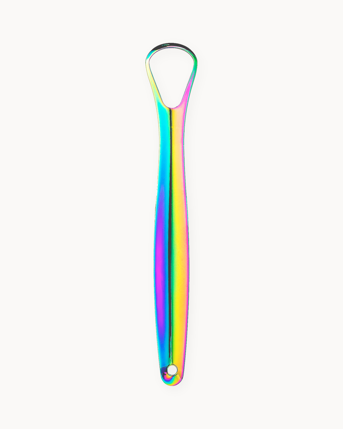 Racleur de langue iridescent OhMySmile, acier inoxydable une pièce, tête en boucle