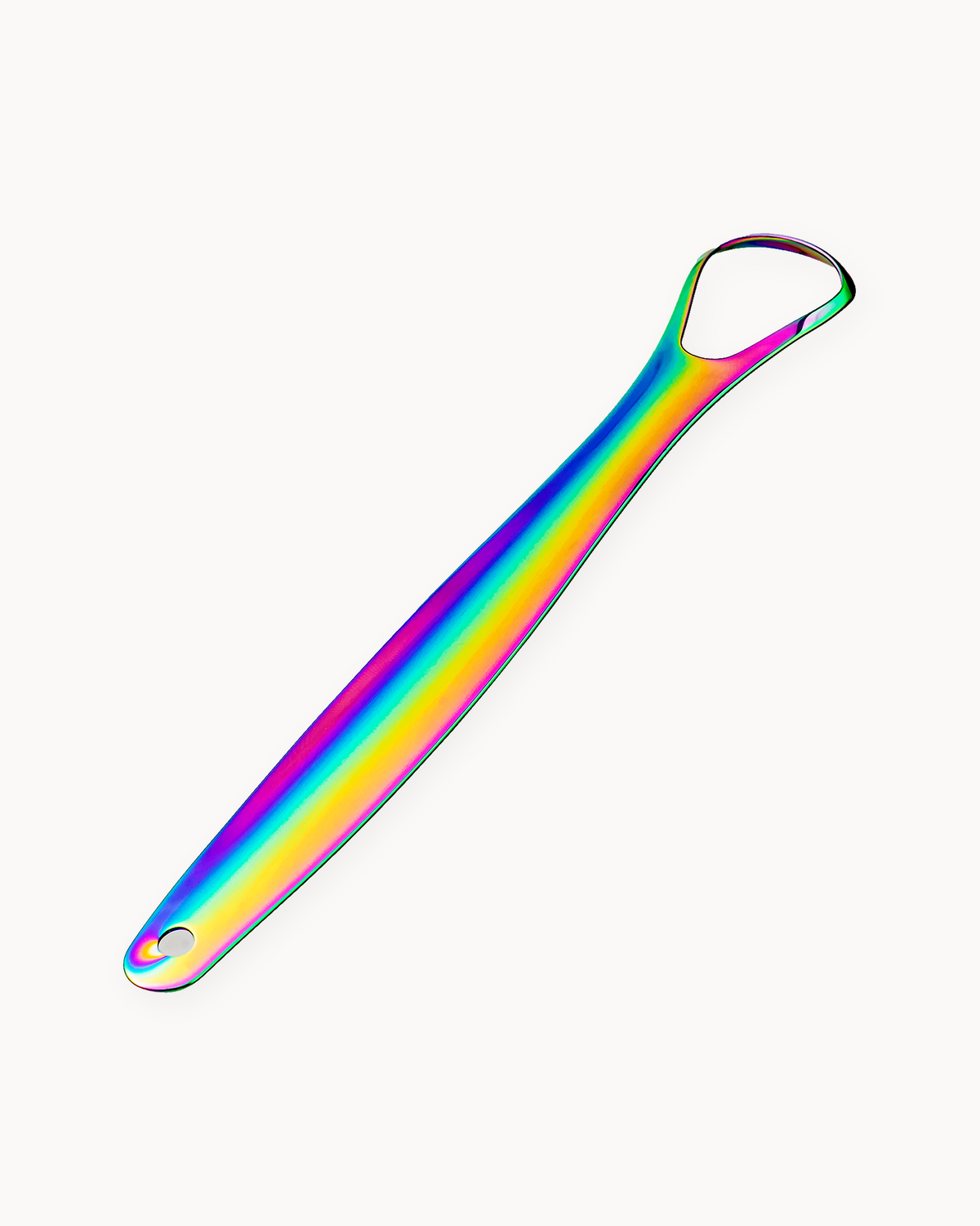 Racleur de langue iridescent vu de trois quarts
